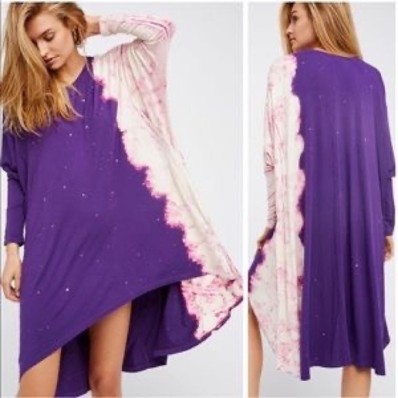 Free People Electric Bleach Tie Dye High Low Tunic - Picture 4 of 7